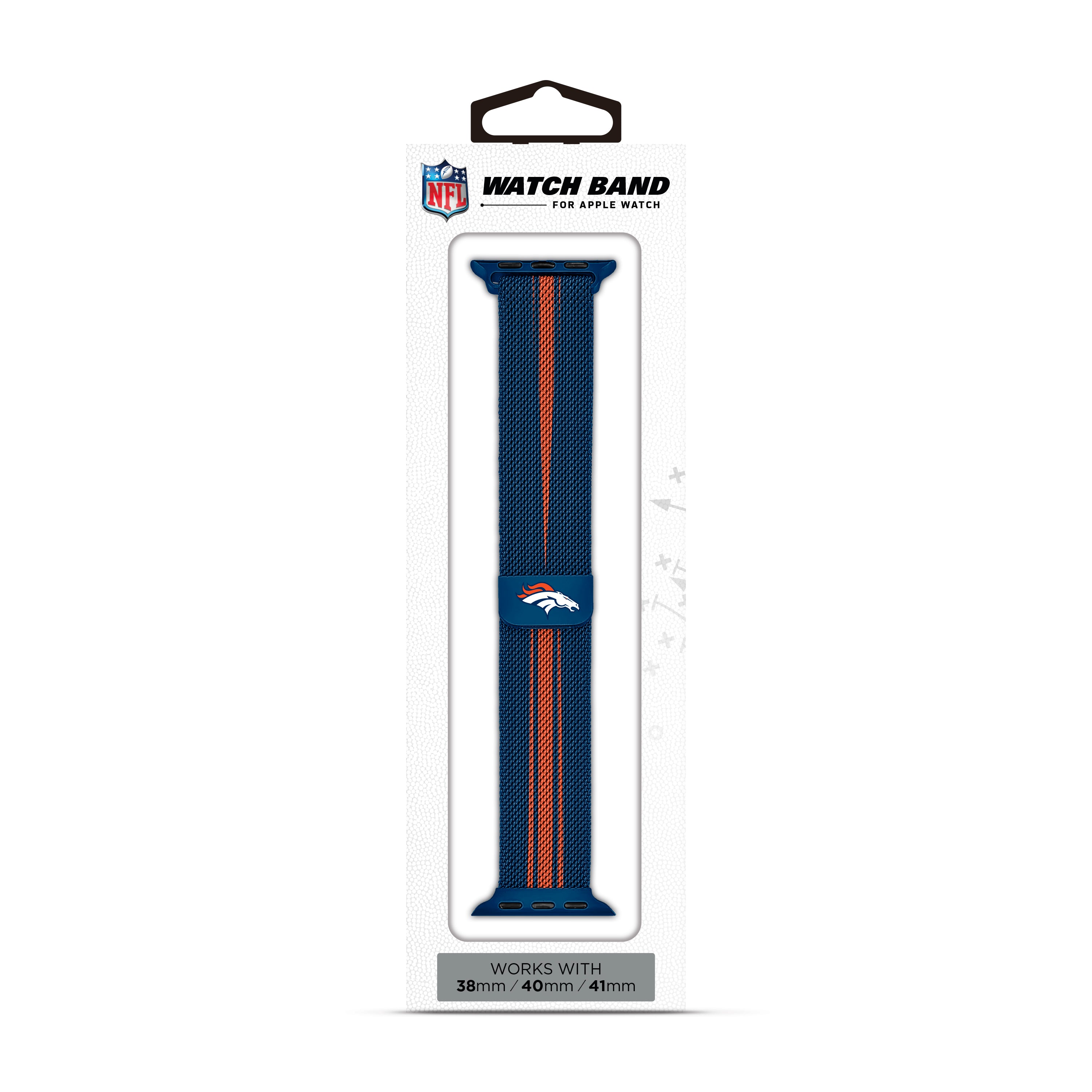 Denver Broncos NFL Striped Metallic Watch Band (38mm)