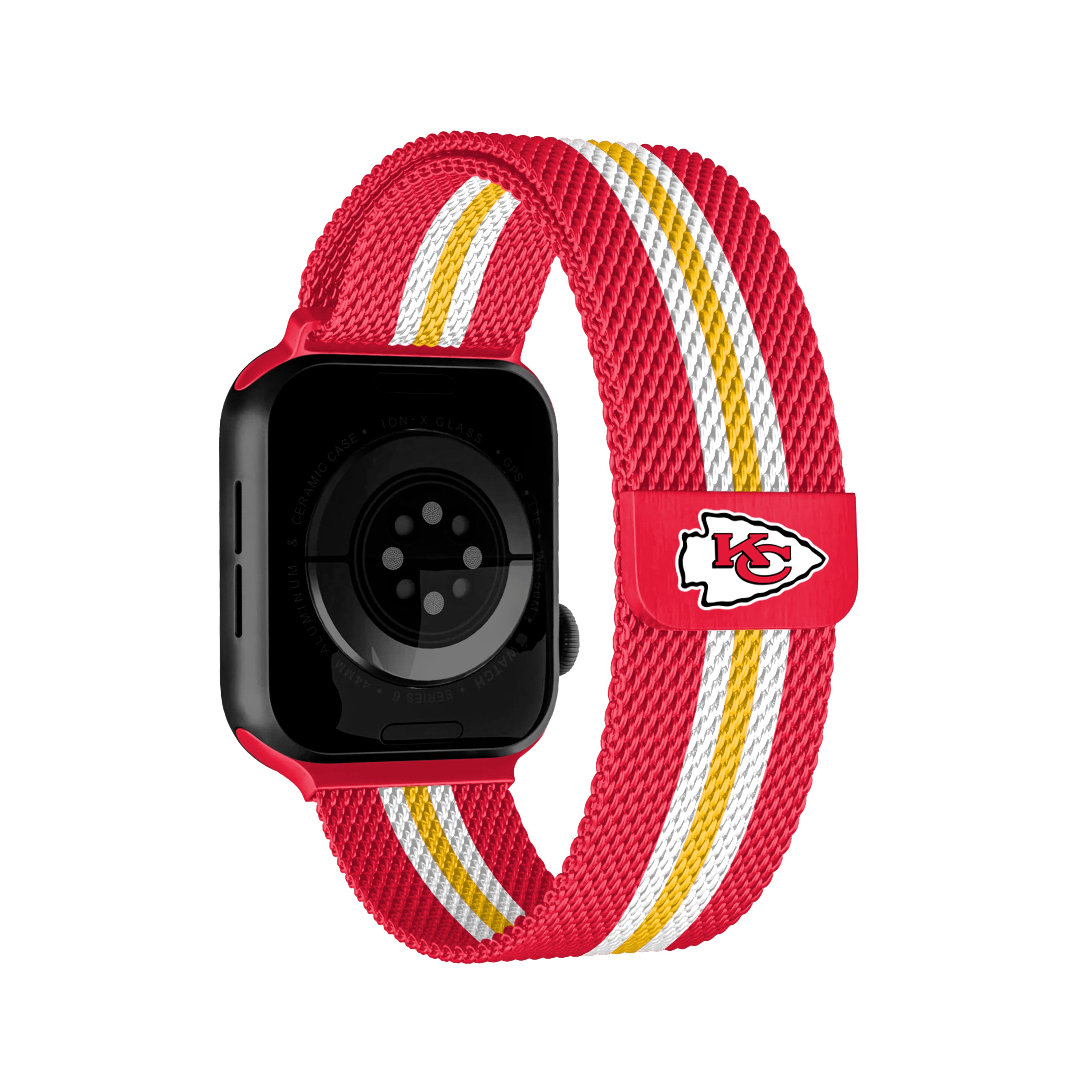 Kansas City Chiefs NFL Striped Metallic Watch Band (38mm)