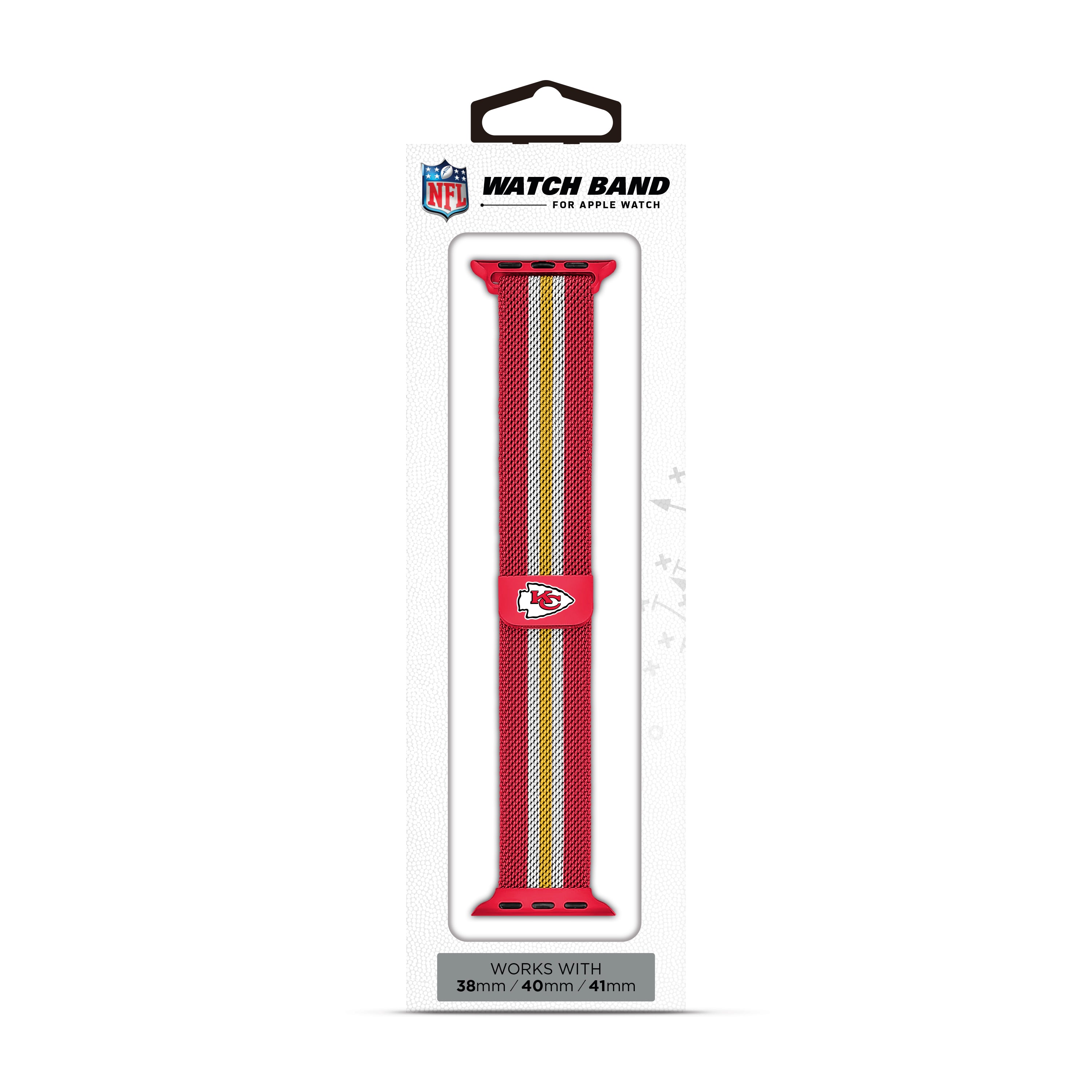 Kansas City Chiefs NFL Striped Metallic Watch Band (38mm)