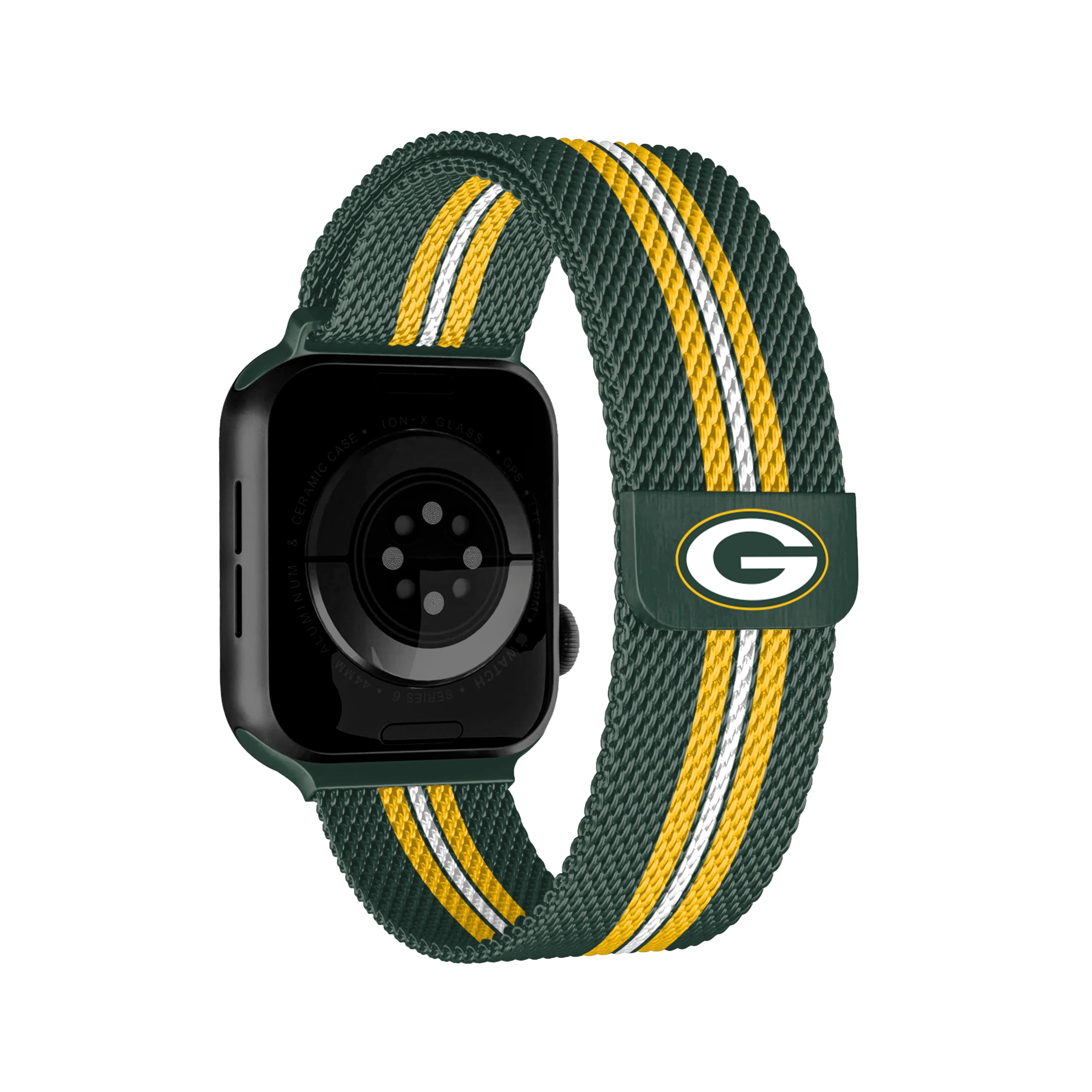 Green Bay Packers NFL Striped Metallic Watch Band (38mm)