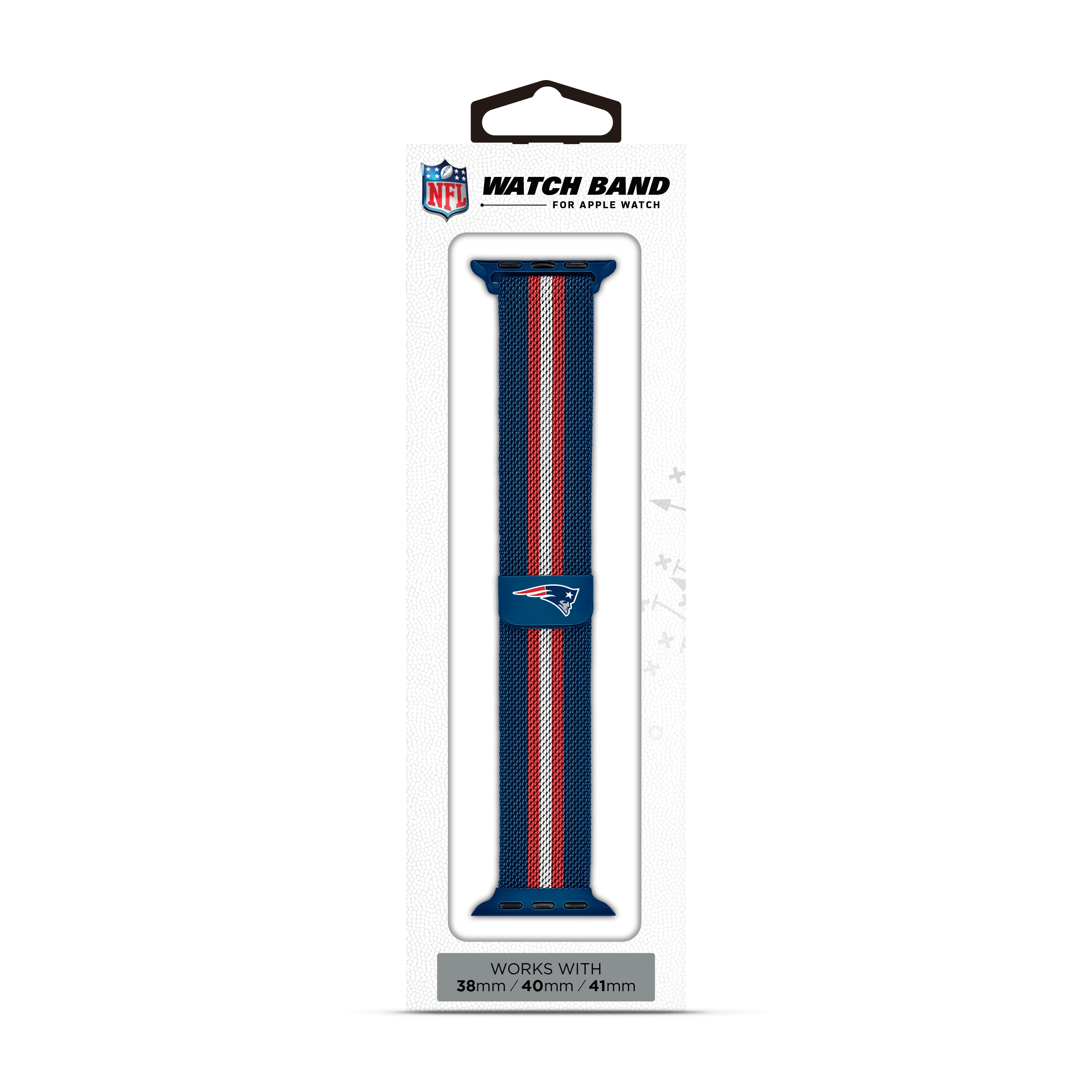 New England Patriots NFL Striped Metallic Watch Band (38mm)