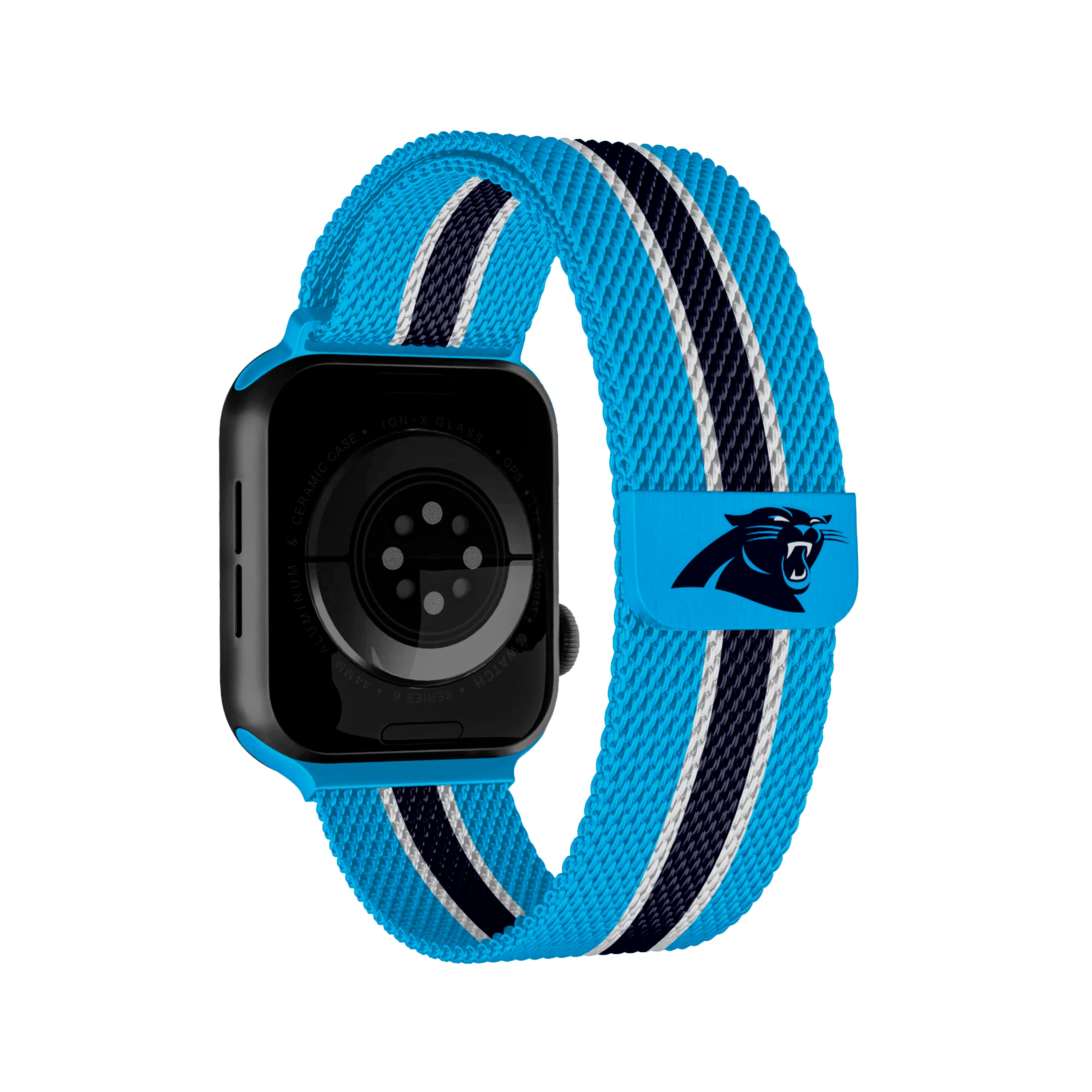 Carolina Panthers NFL Striped Metallic Watch Band (38mm)