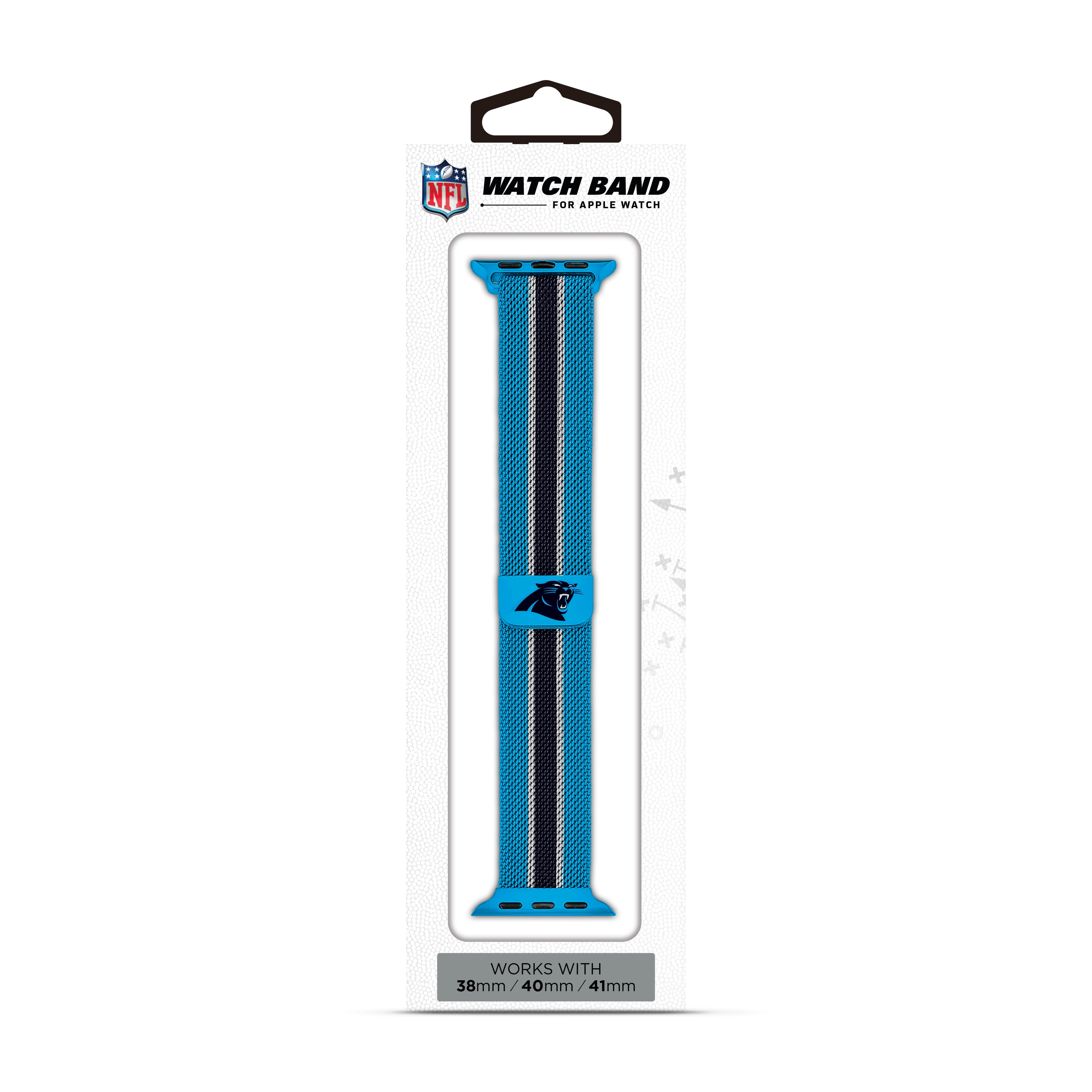 Carolina Panthers NFL Striped Metallic Watch Band (38mm)