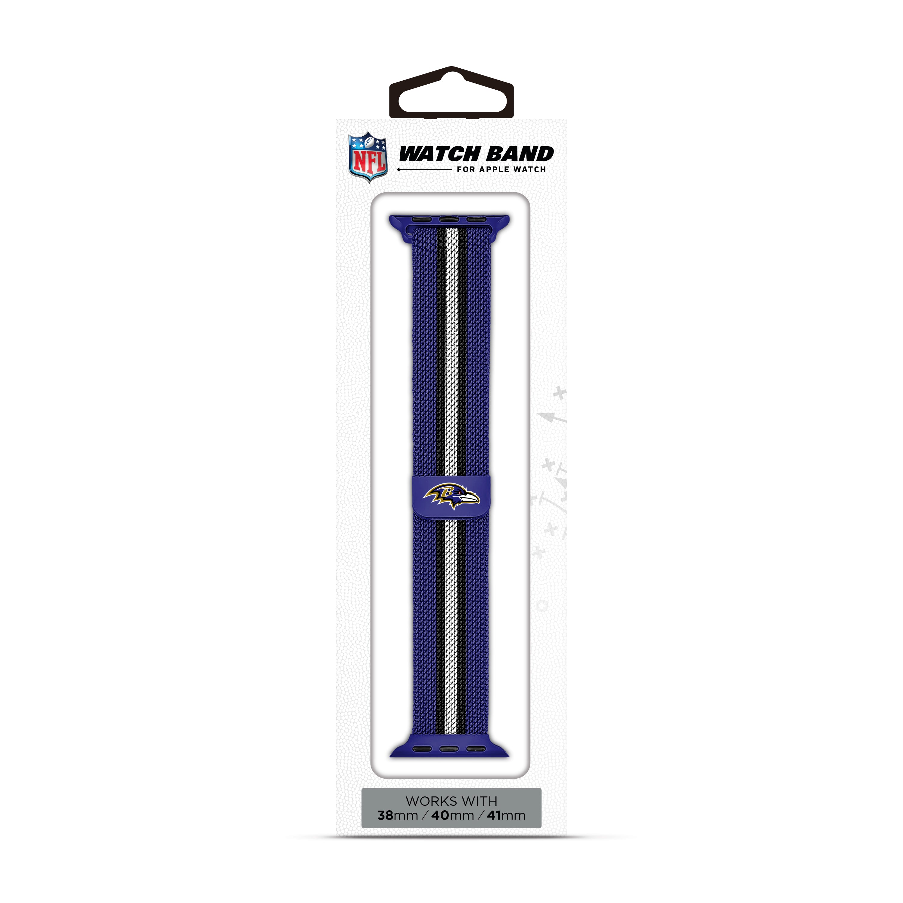 Baltimore Ravens NFL Striped Metallic Watch Band (38mm)