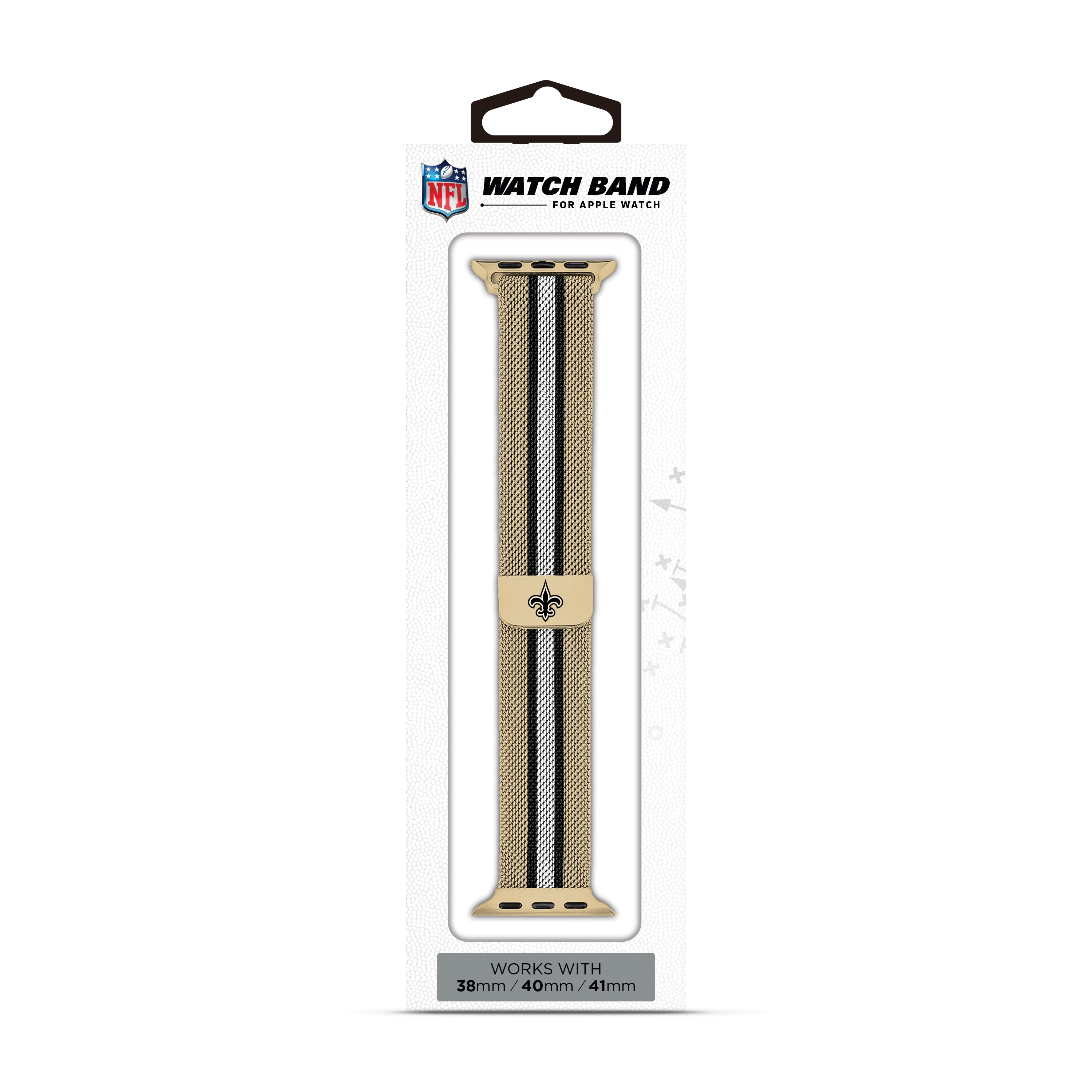 New Orleans Saints NFL Striped Metallic Watch Band (38mm)