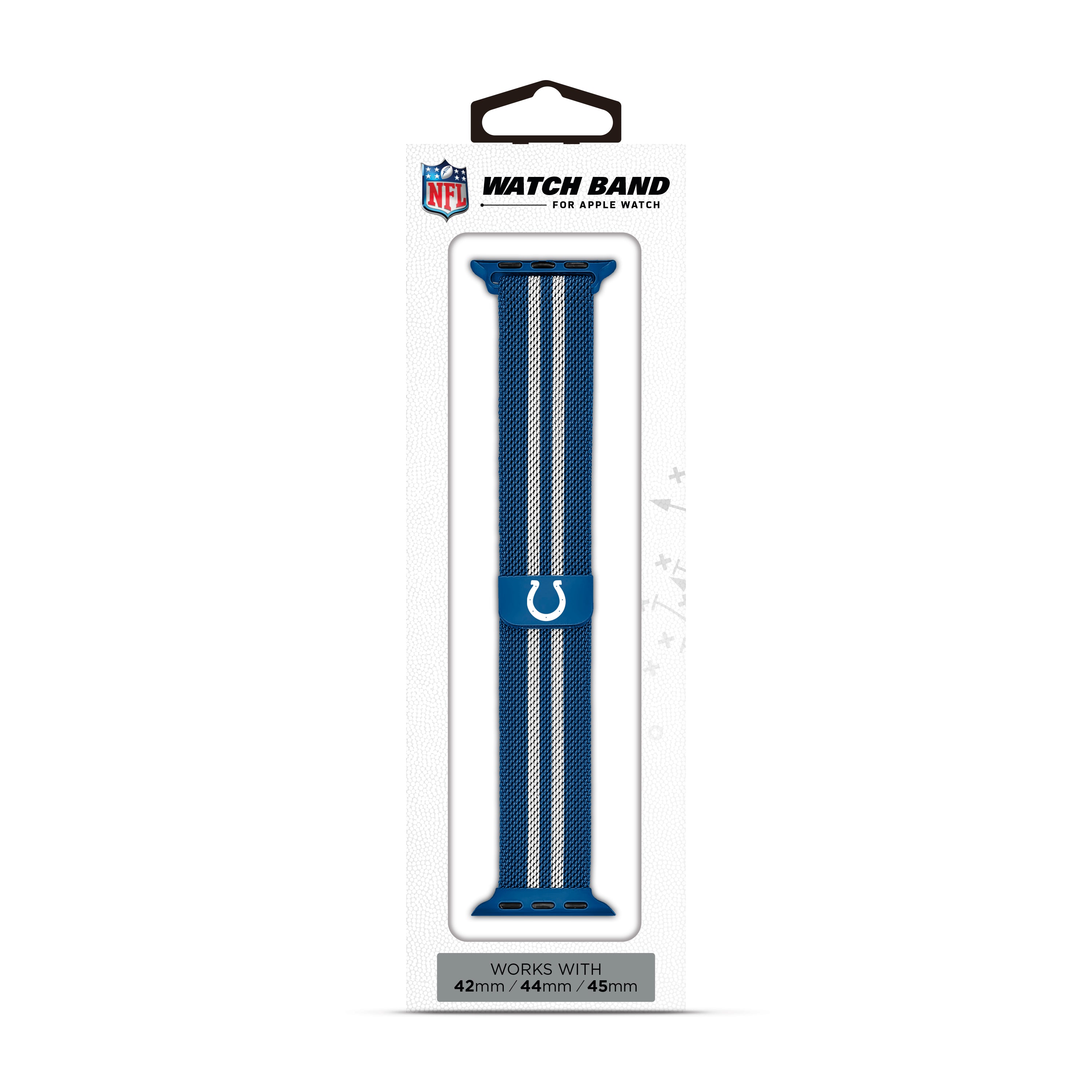 Indianapolis Colts NFL Striped Metallic Watch Band (42mm)