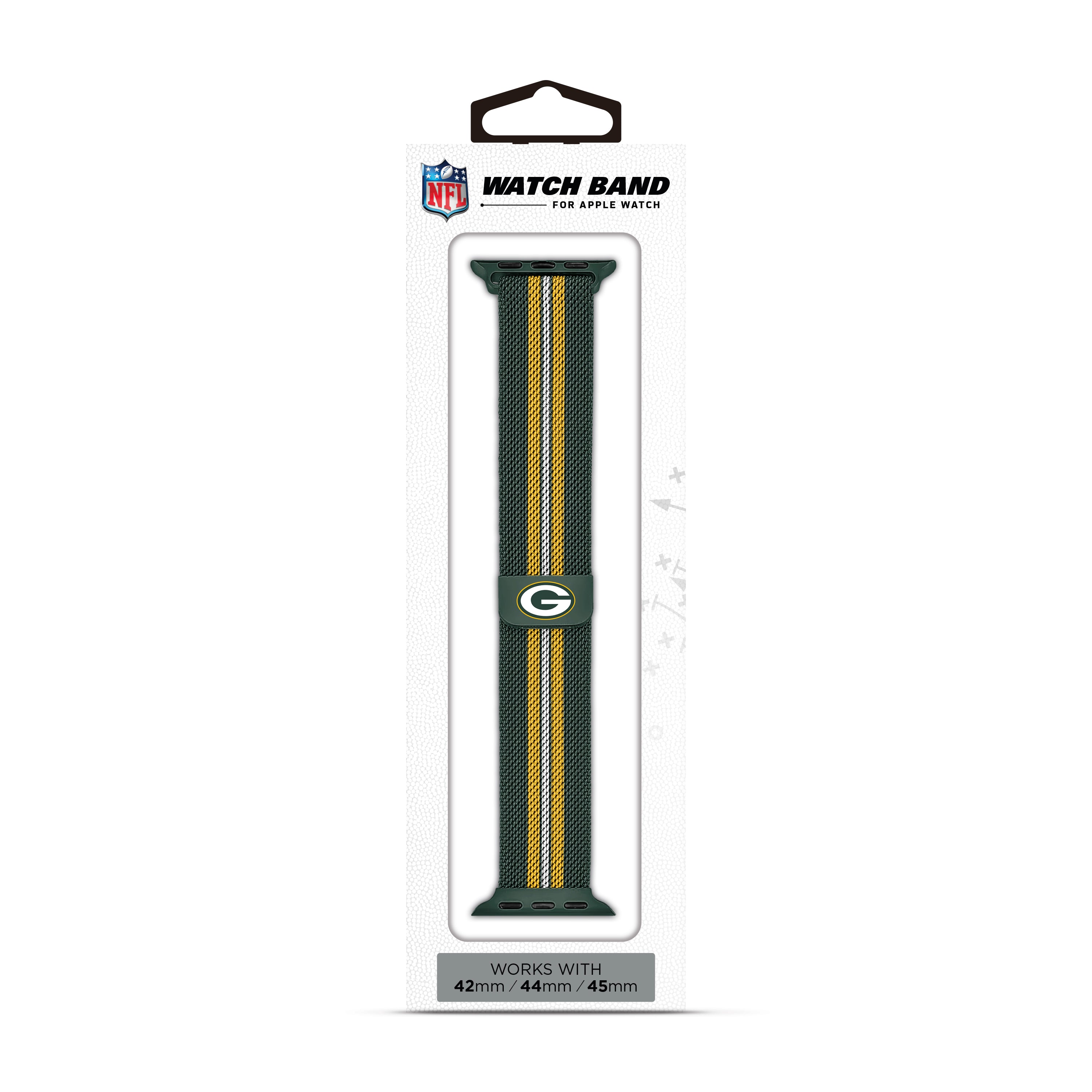 Green Bay Packers NFL Striped Metallic Watch Band (42mm)