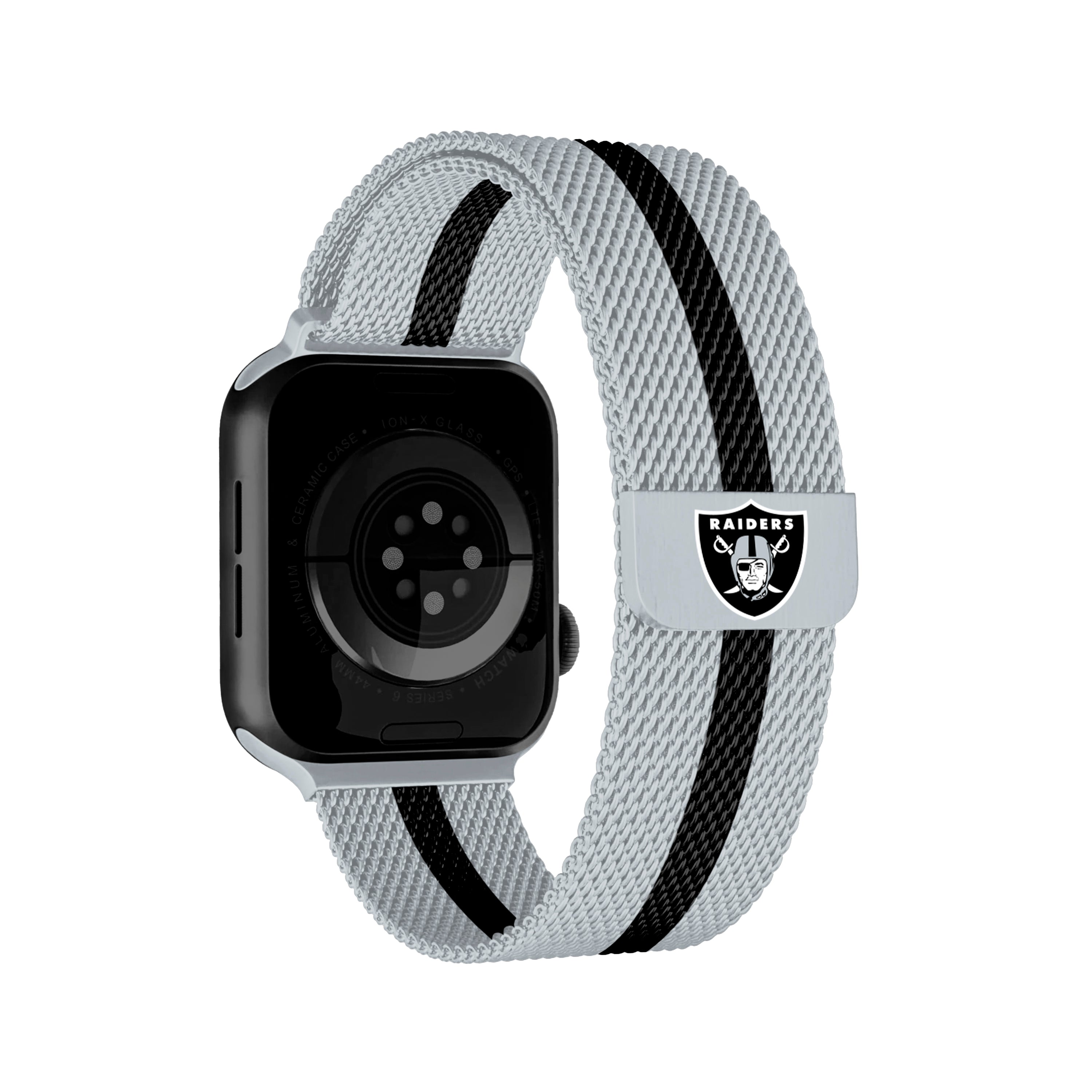 Las Vegas Raiders NFL Striped Metallic Watch Band (42mm)