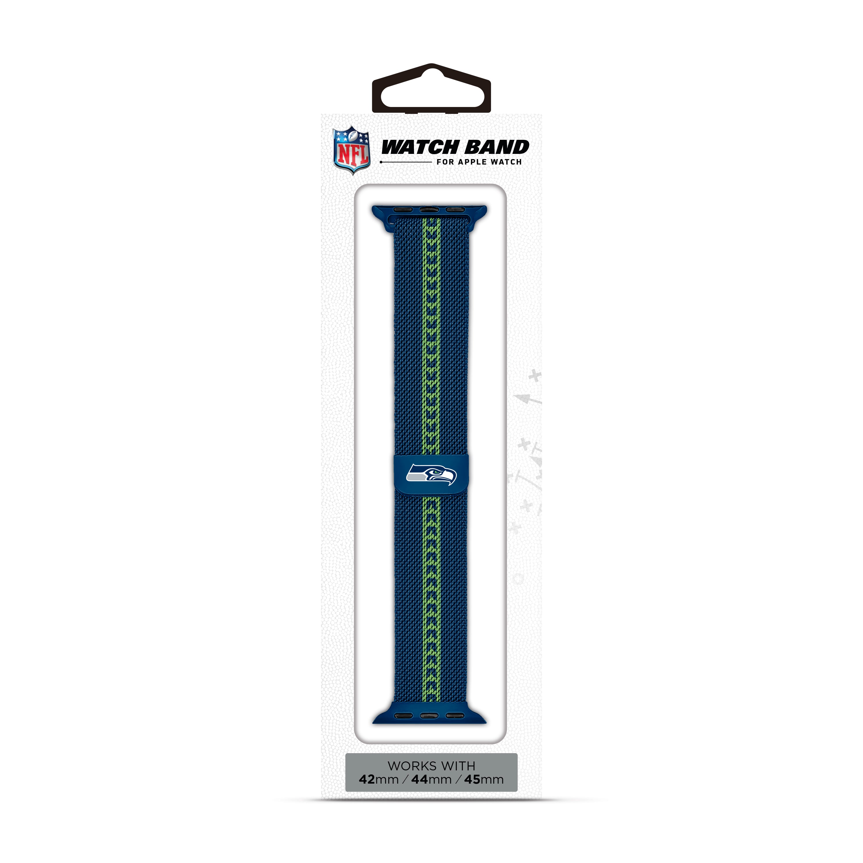 Seattle Seahawks NFL Striped Metallic Watch Band (42mm)