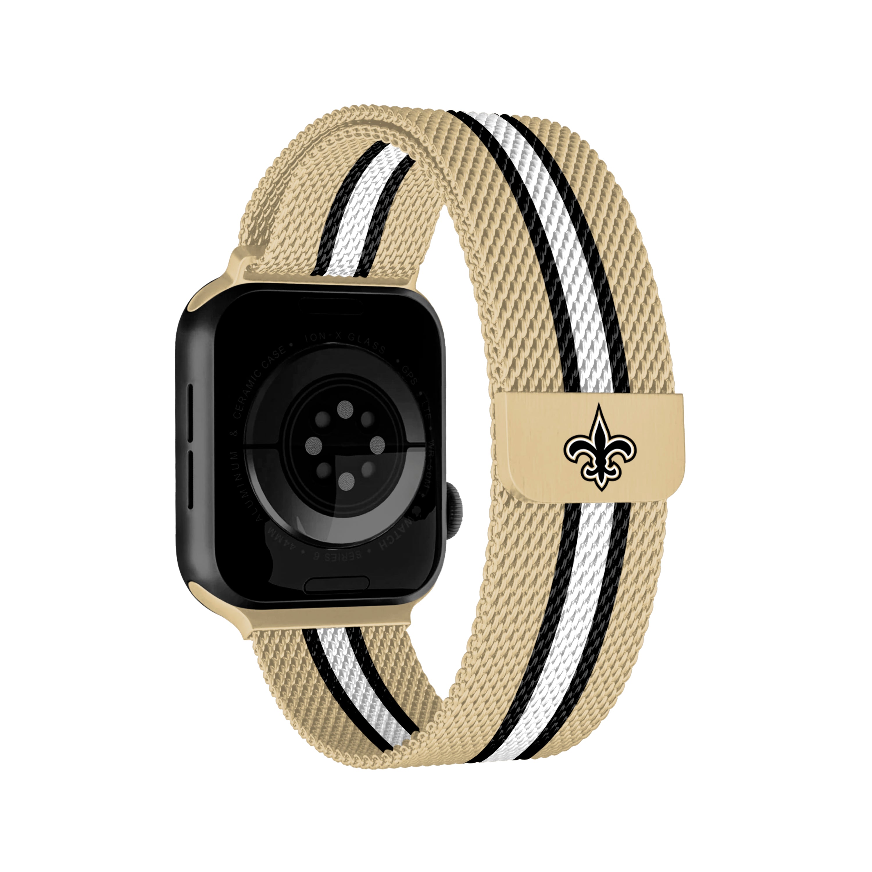 New Orleans Saints NFL Striped Metallic Watch Band (42mm)