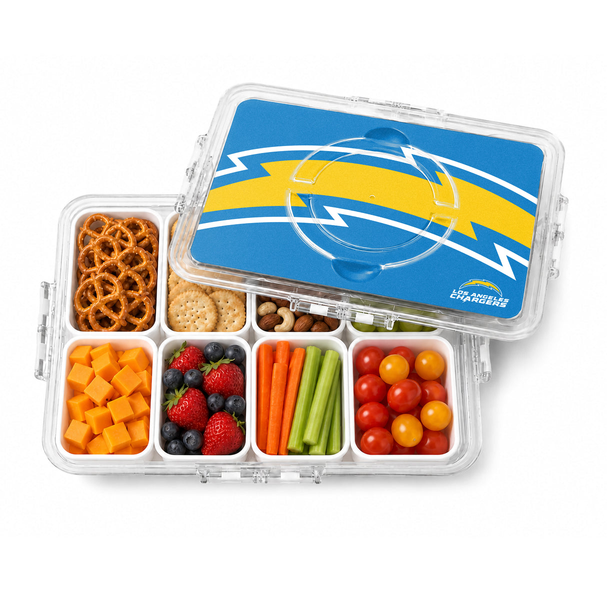 SOAR NFL Snackle Box- 8 Compartments- Los Angeles Chargers