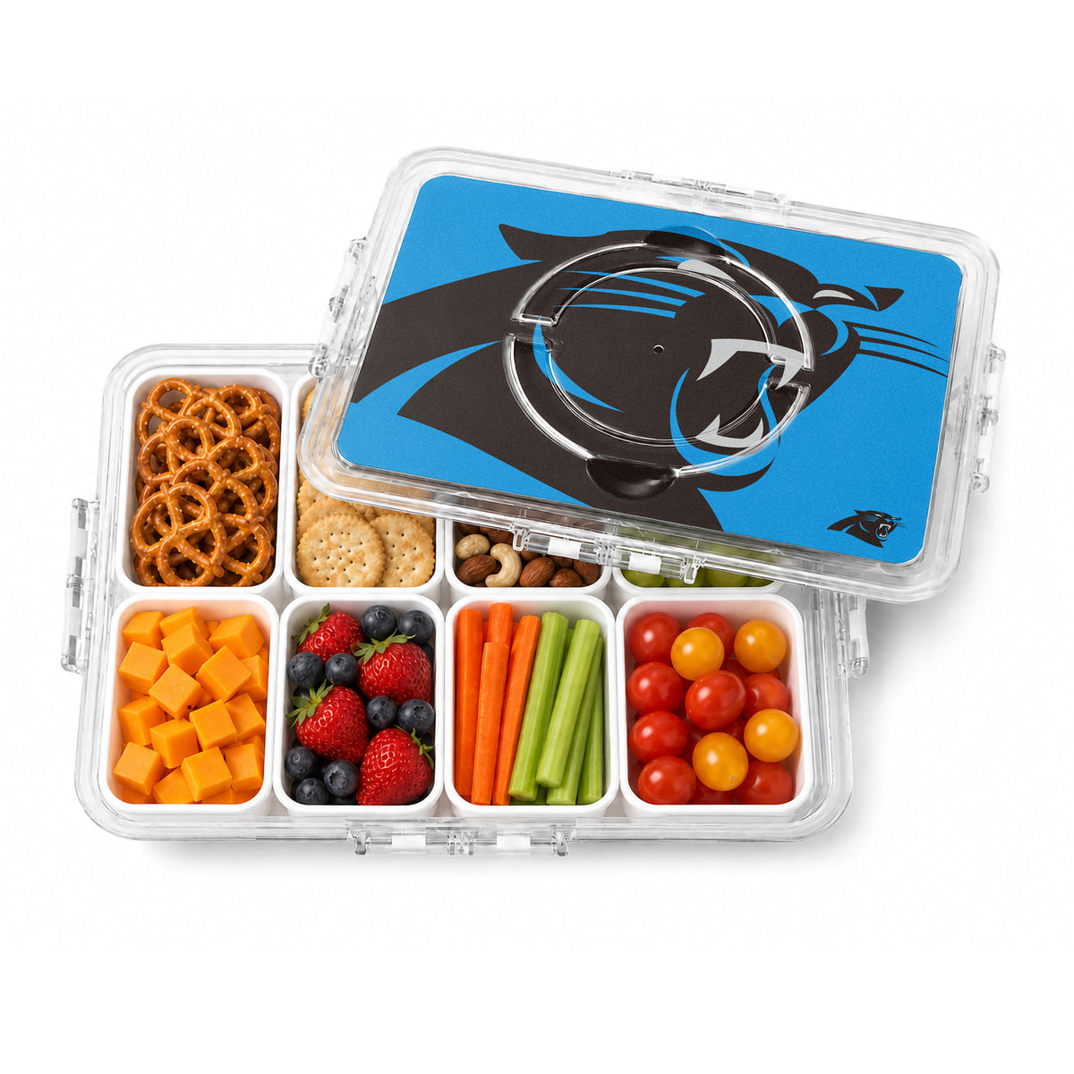SOAR NFL Snackle Box- 8 Compartments- Carolina Panthers
