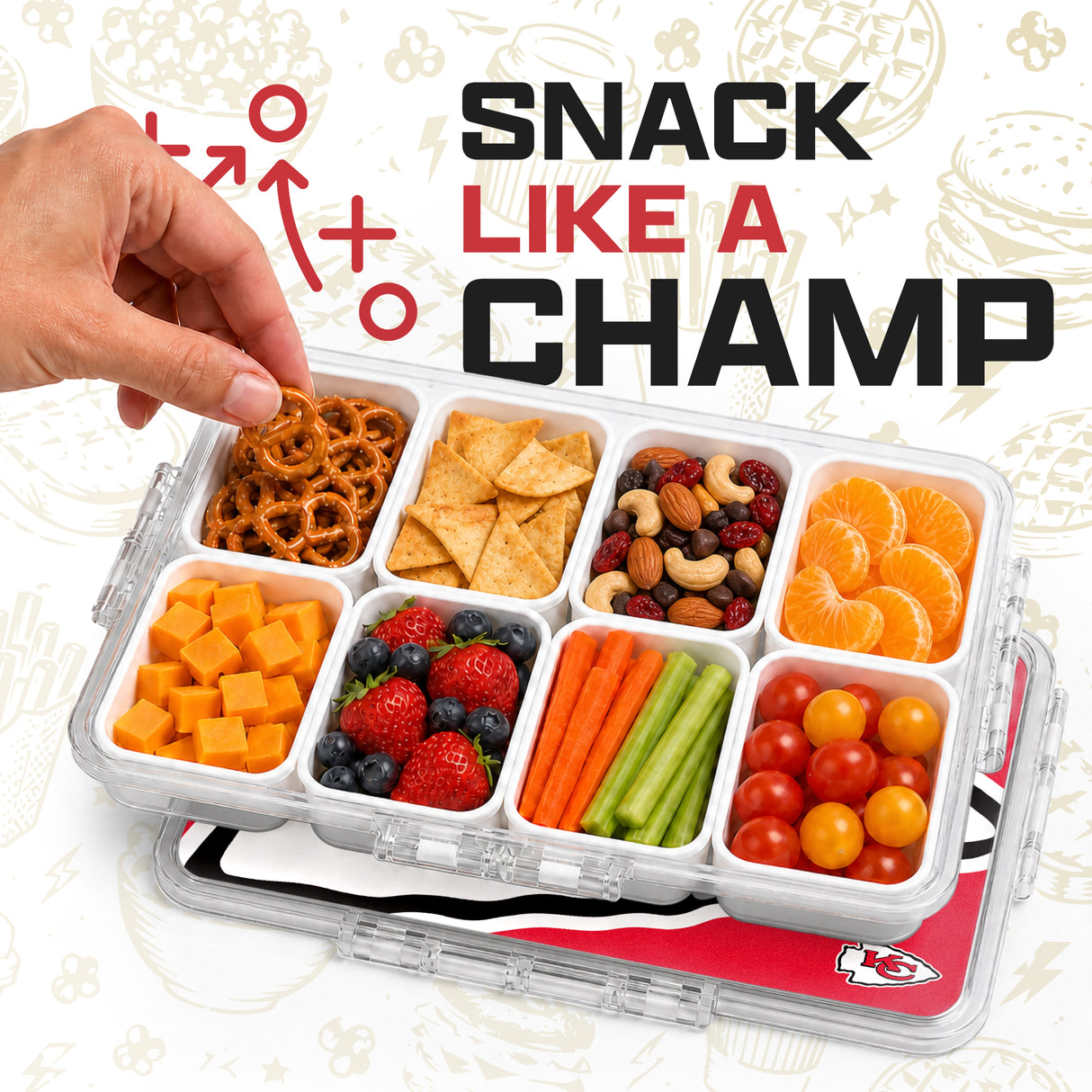 SOAR NFL Snackle Box- 8 Compartments- Buffalo Bills