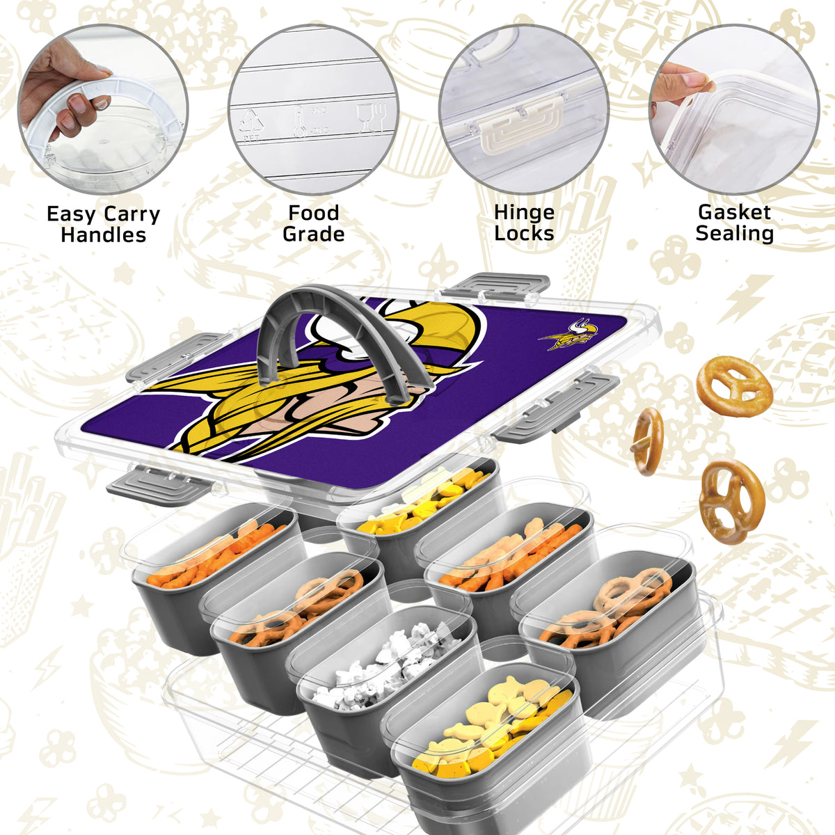 SOAR NFL Snackle Box- 8 Compartments- Buffalo Bills