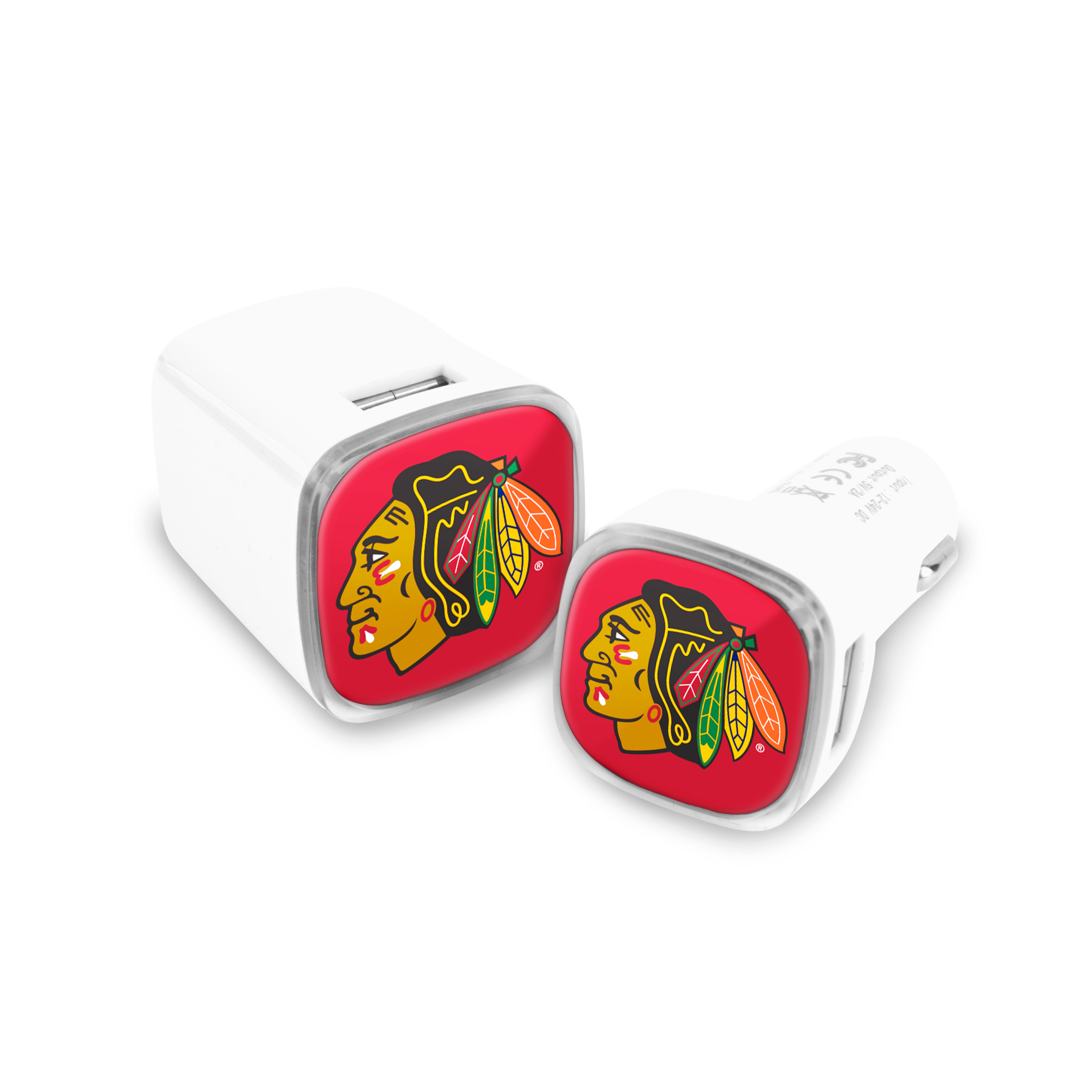 Chicago Blackhawks NHL 2 Pack Car + Wall Chargers