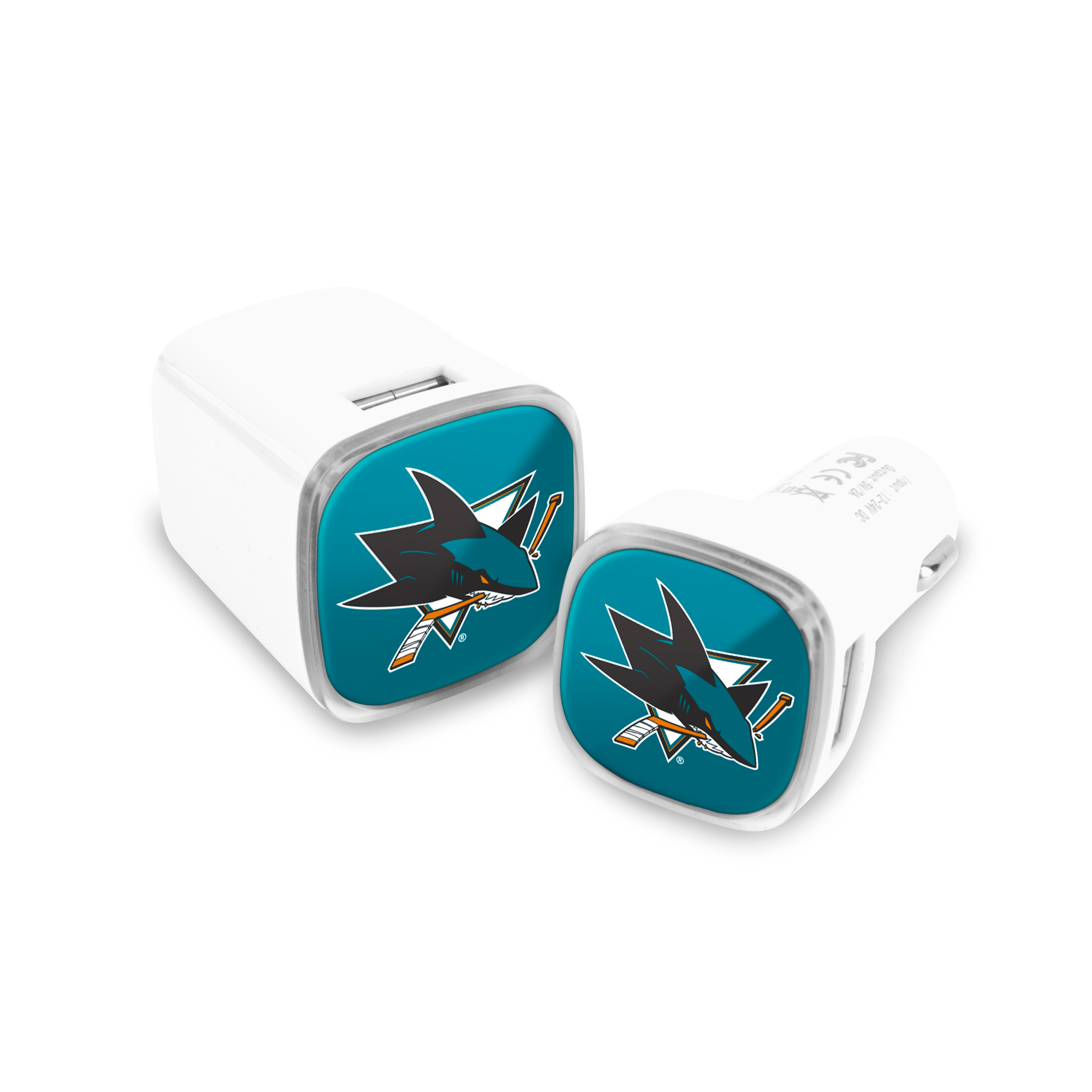 San Jose Sharks NHL 2 Pack Car + Wall Chargers