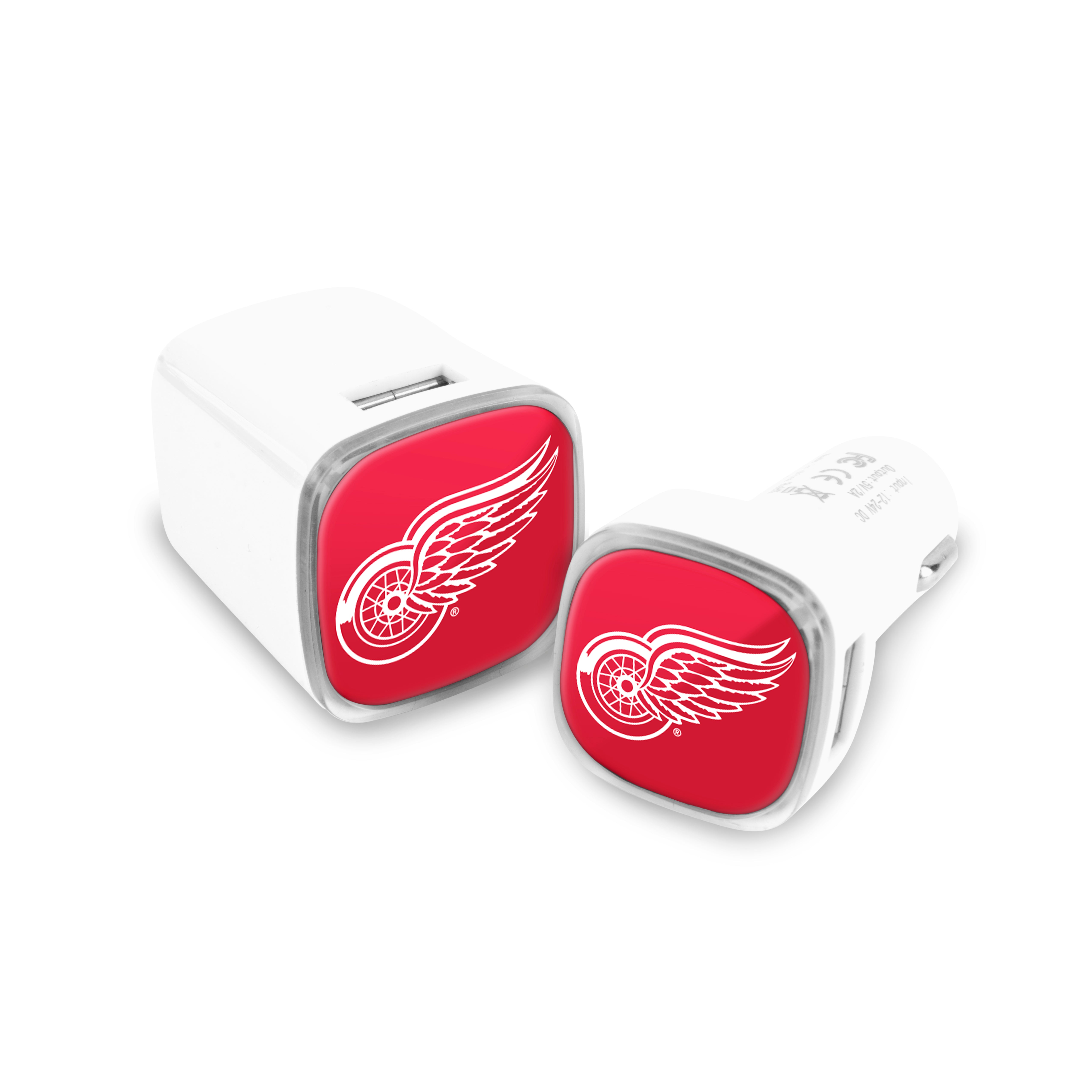 Detroit Red Wings NHL 2 Pack Car + Wall Chargers