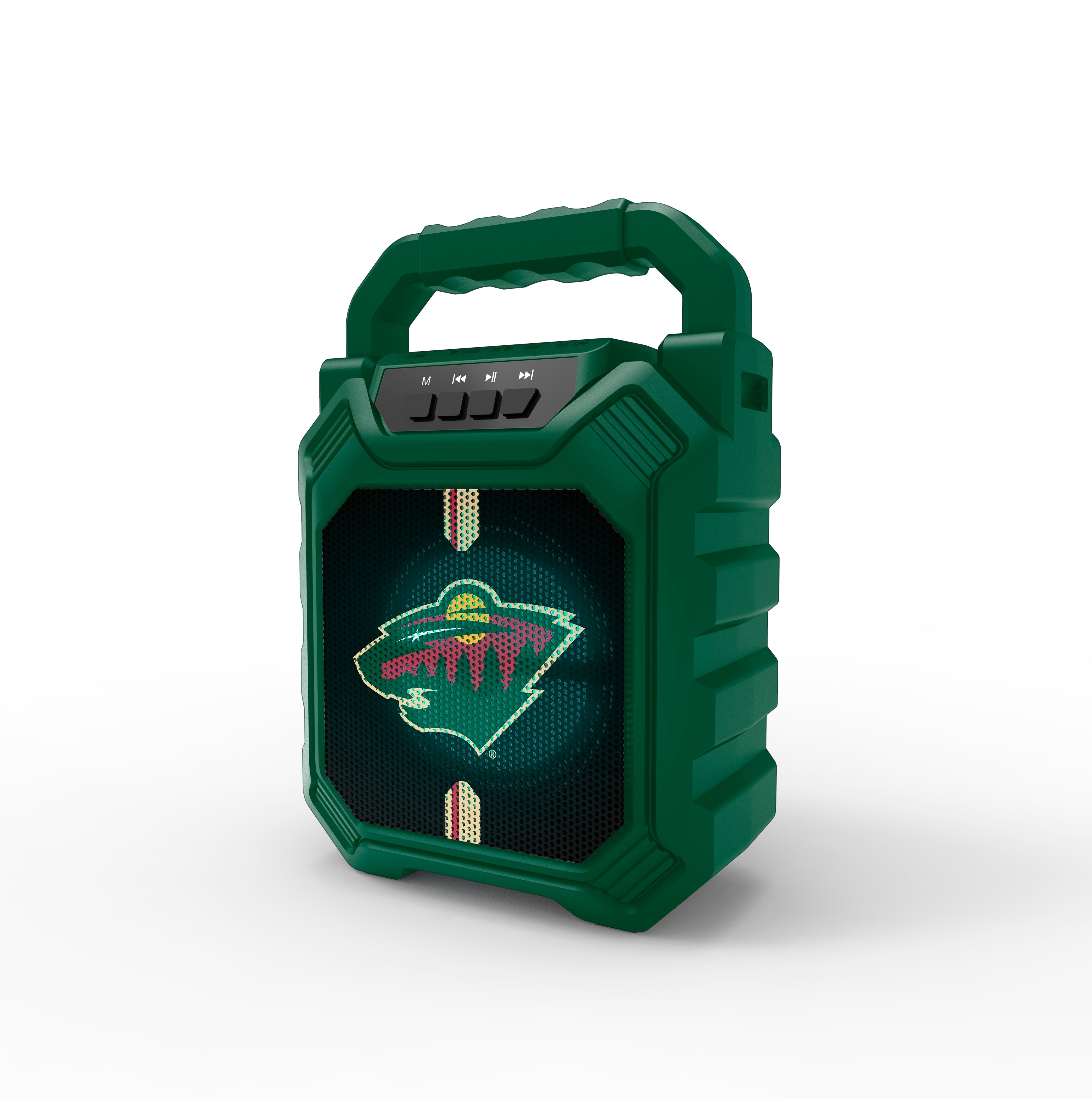 Minnesota Wild NHL Syncable Bluetooth Wireless Speaker with LED Lights
& FM Radio