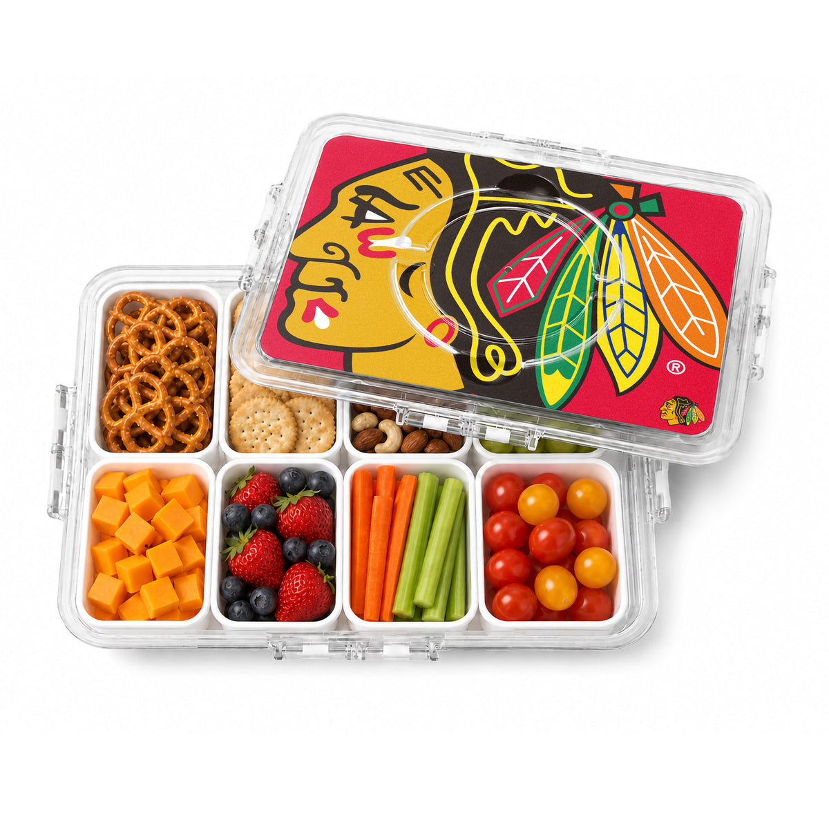 SOAR NHL Snackle Box- 8 Compartments- Chicago Blackhawks