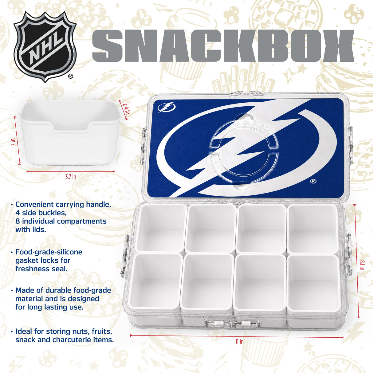 SOAR NHL Snackle Box- 8 Compartments- Calgary Flames