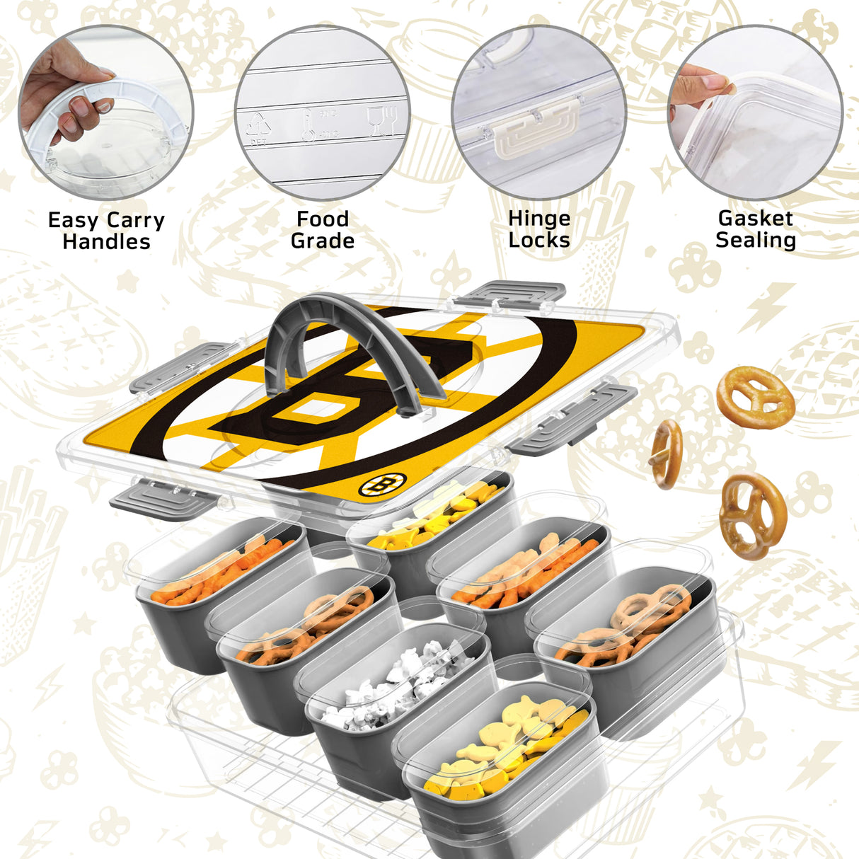 SOAR NHL Snackle Box- 8 Compartments- Calgary Flames