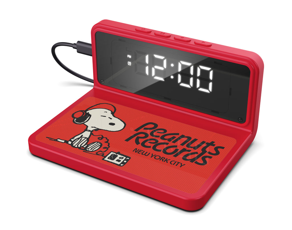 Peanuts Red Records Alarm Clock and Wireless Charger