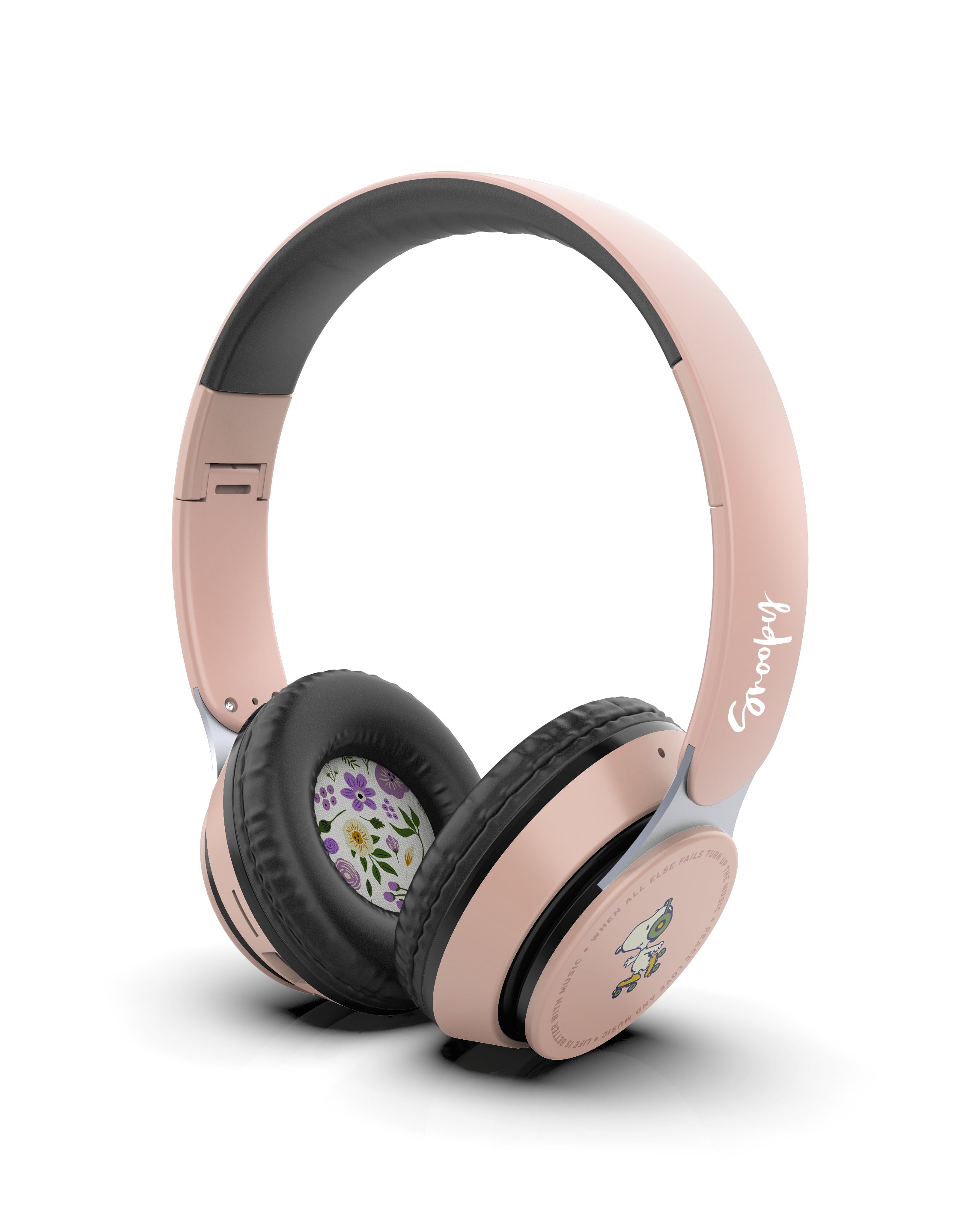 Peanuts in Bloom Pink Floral Wireless Bluetooth Headphones