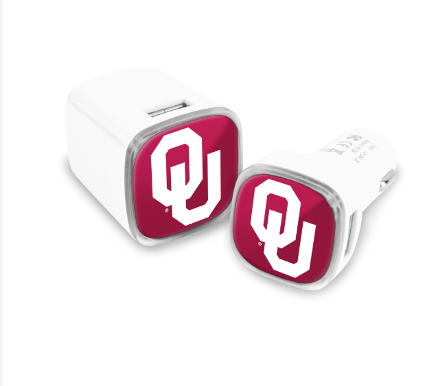 Oklahoma Sooners Collegiate 2 Pack Car + Wall Chargers