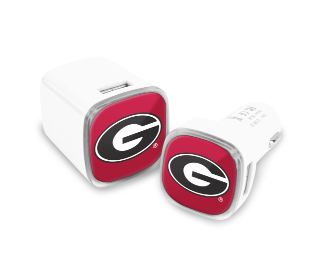Georgia Bulldogs Collegiate 2 Pack Car + Wall Chargers