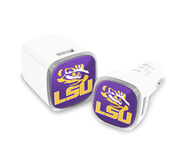 LSU Tigers Collegiate 2 Pack Car + Wall Chargers
