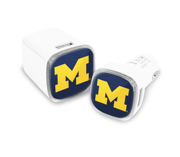 Michigan Wolverines Collegiate 2 Pack Car + Wall Chargers