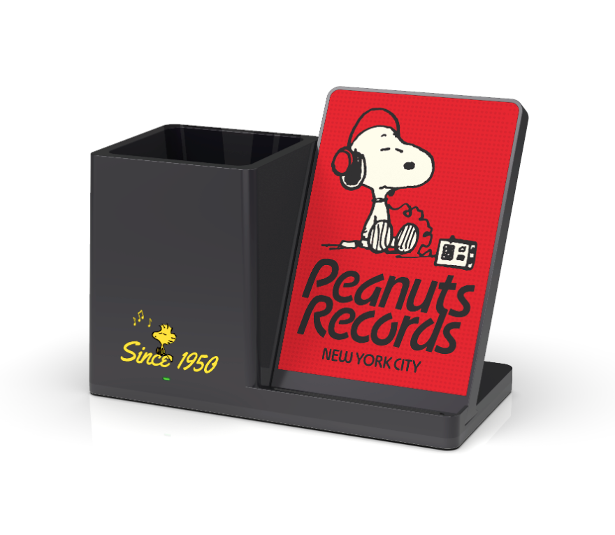 Peanuts Black Records Wireless Charging Pen Cup