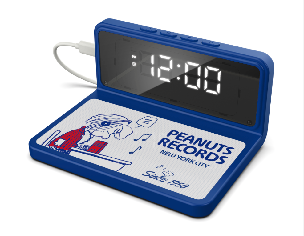 Peanuts Blue Records Alarm Clock and Wireless Charger