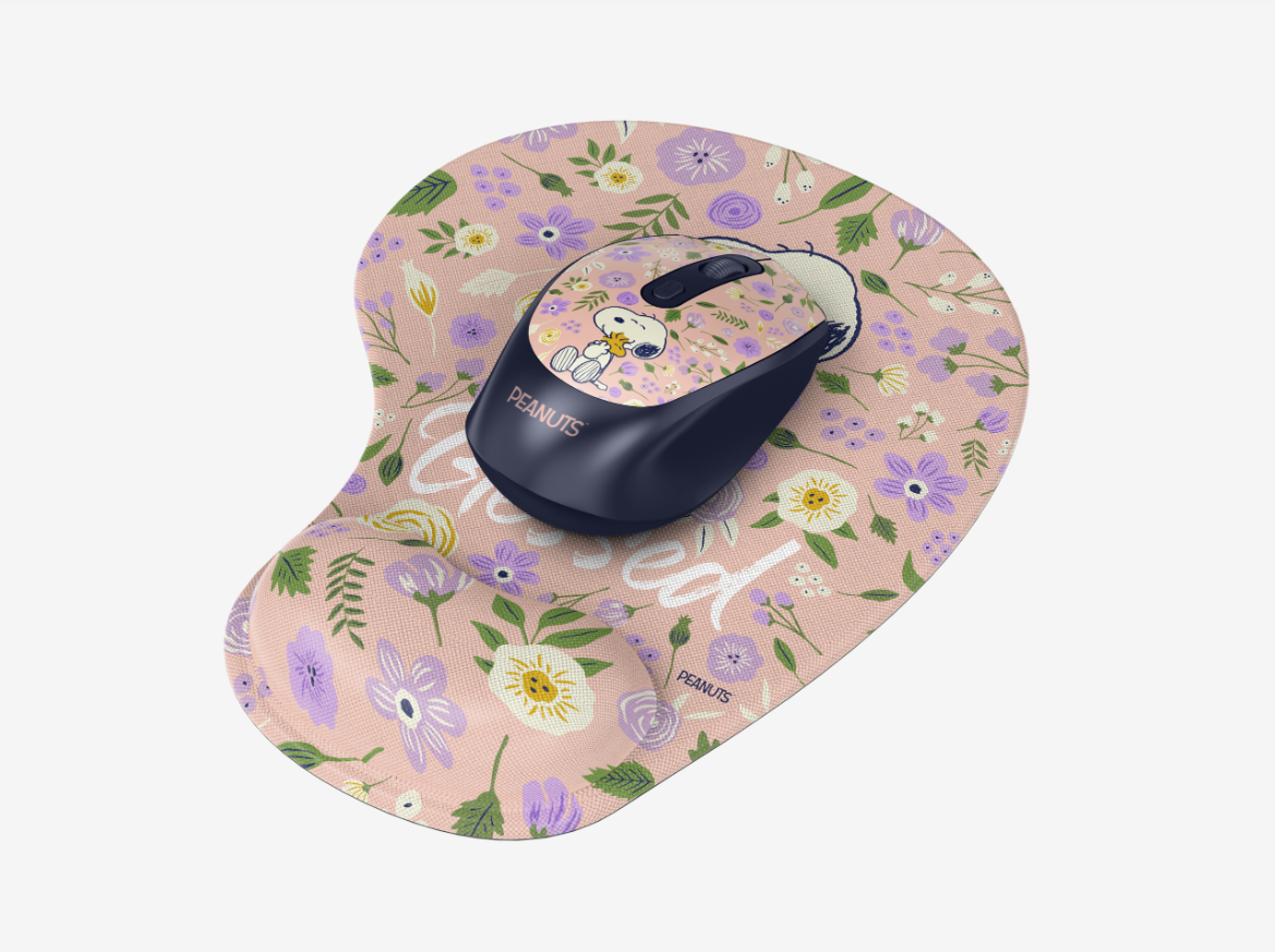 Peanuts Pink Floral In Bloom Mouse and Mousepad Combo