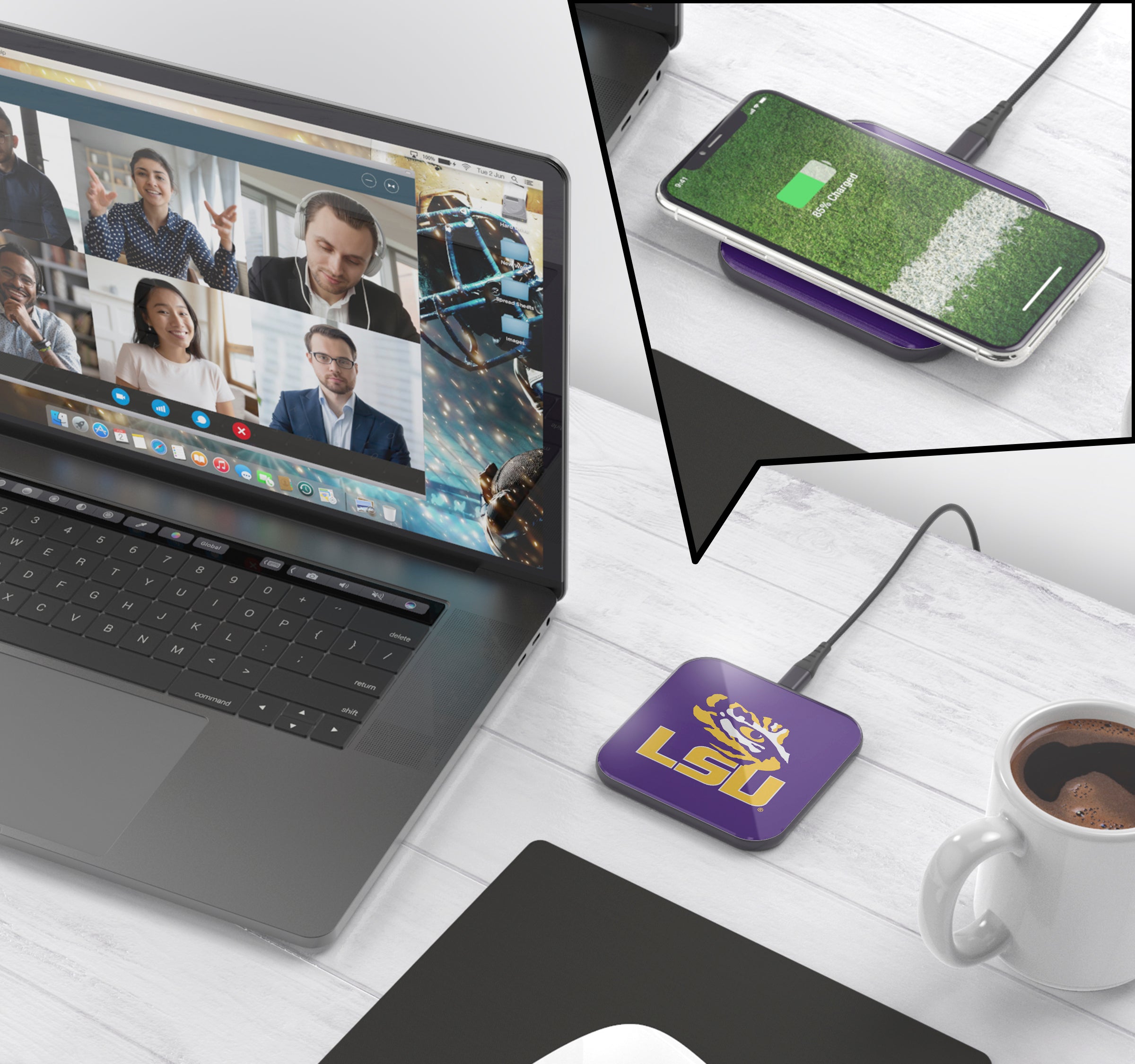 LSU Tigers Collegiate Wireless Charging Pad